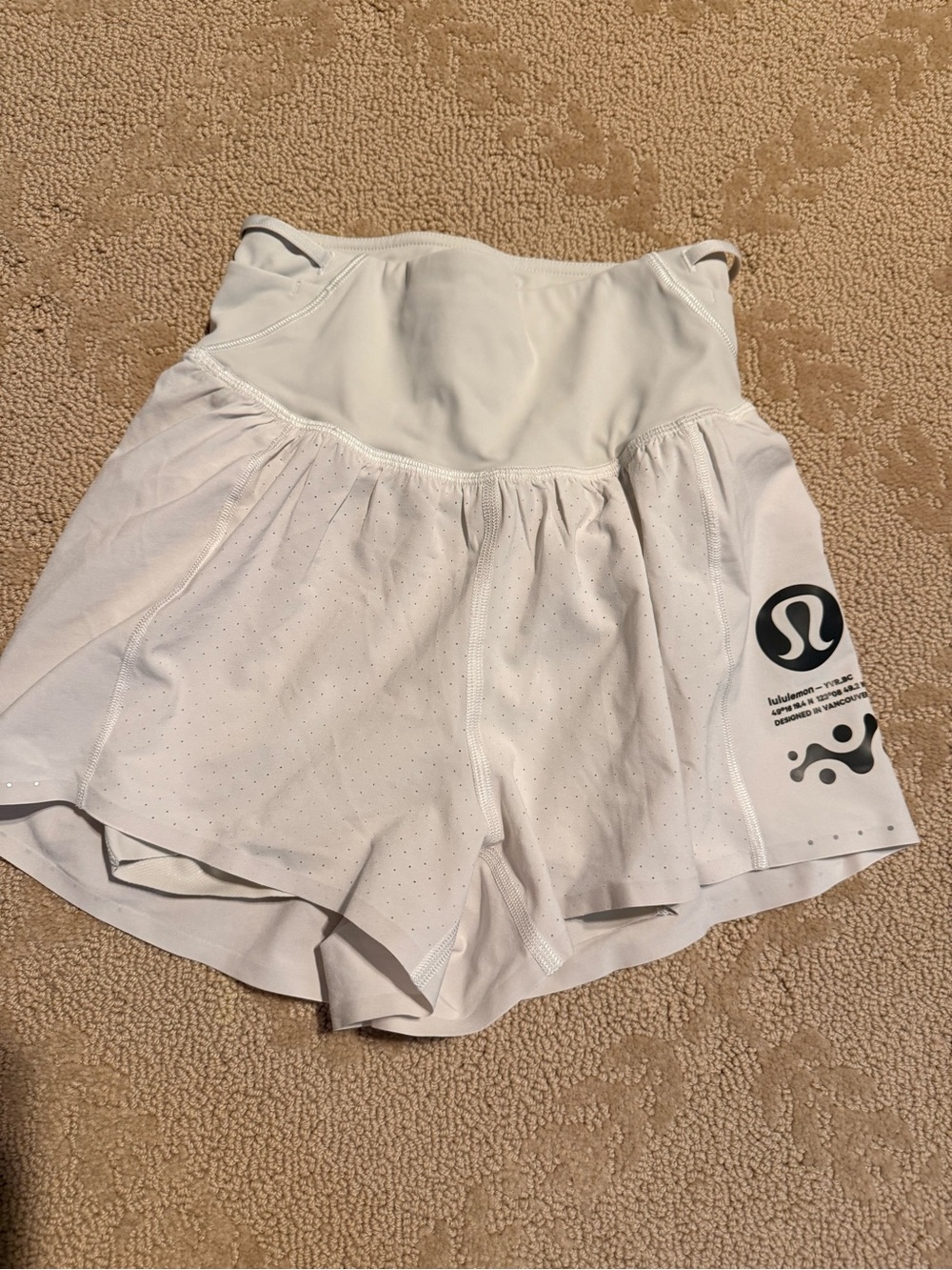 lululemon athletica White Perforated Shorts with Logo